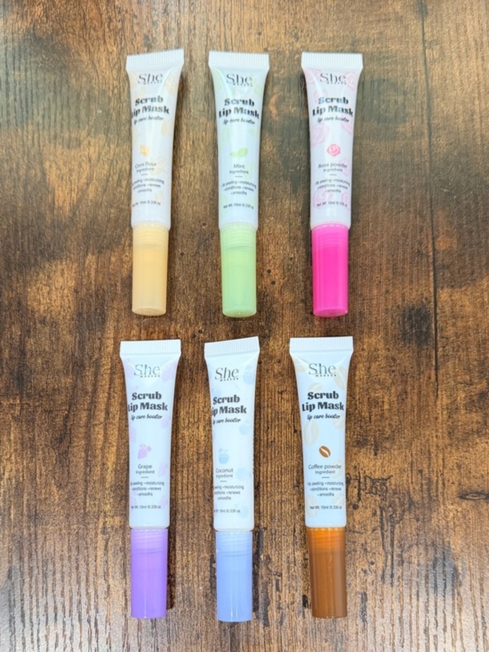 She Makeup Scrub Lip Mask -(Pink, Green, Yellow, Purple, Blue, Brown)
